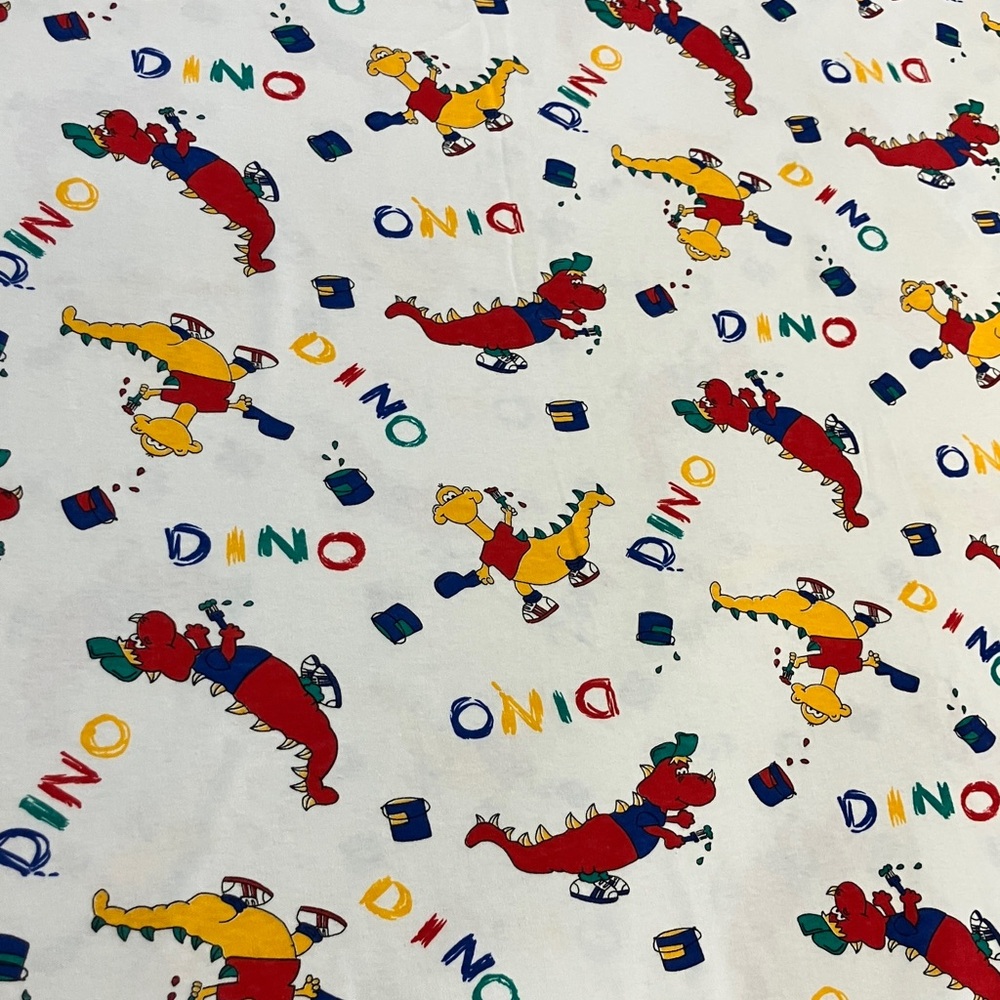 Vintage Primary color Dino Print Fabric dinosaur 60 x 33”